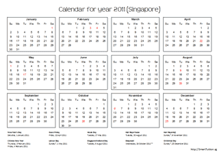 2024 Singapore Calendar with Holidays (Landscape)